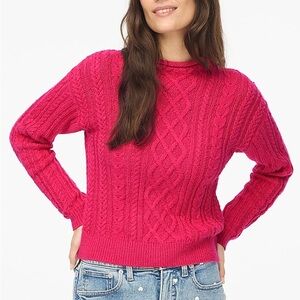 NWT J Crew Mockneck Cable-knit Sweater Medium Pink
